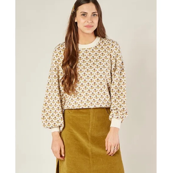 Rylee + Cru balloon sleeve sweater- ivory size Large - Picture 2 of 8